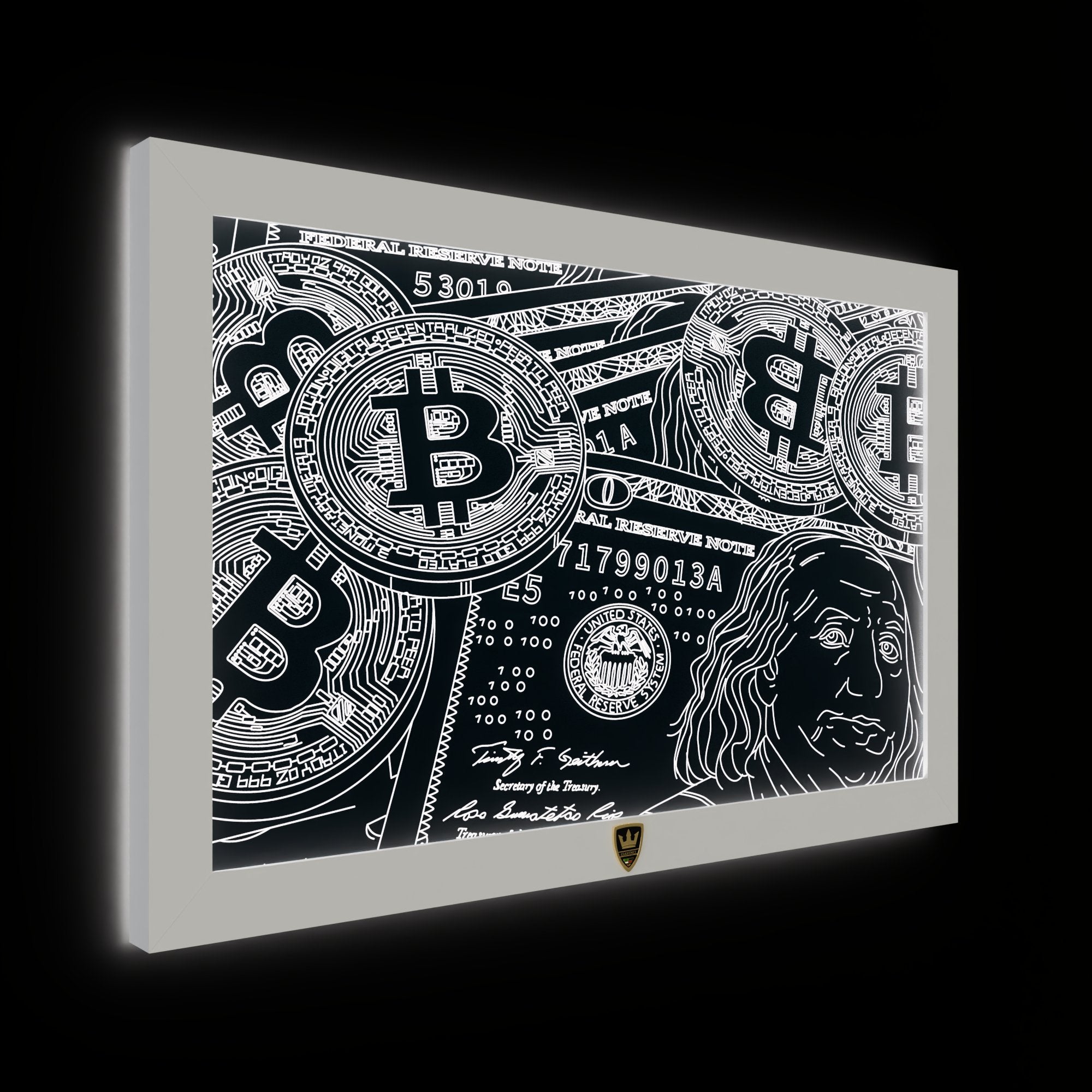 GIAVINCI: Bitcoin & Dollar Wandbild – Erwecke die Kraft der Finanzwelt zum Leben - GIAVINCI Premium Design-Lights