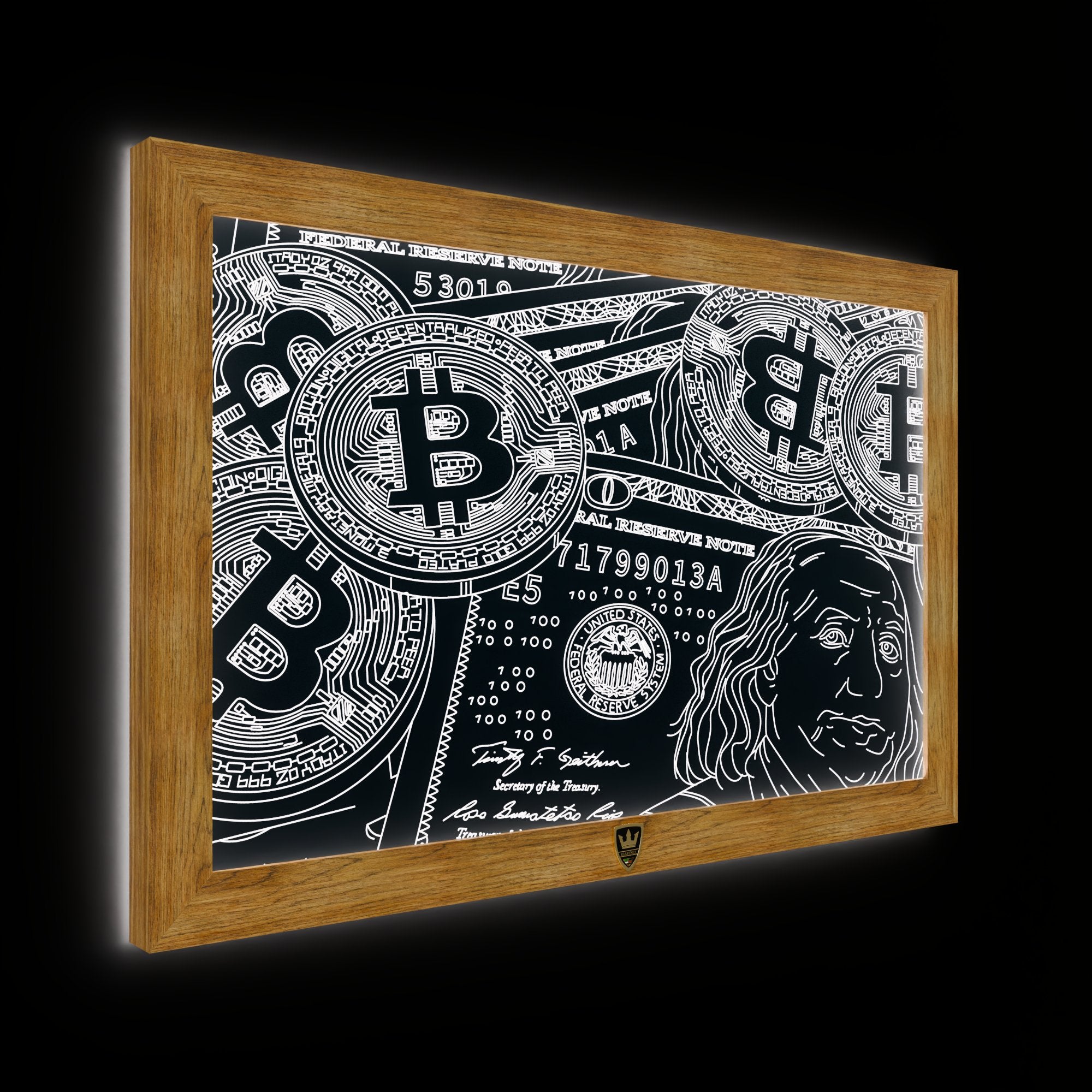 GIAVINCI: Bitcoin & Dollar Wandbild – Erwecke die Kraft der Finanzwelt zum Leben - GIAVINCI Premium Design-Lights