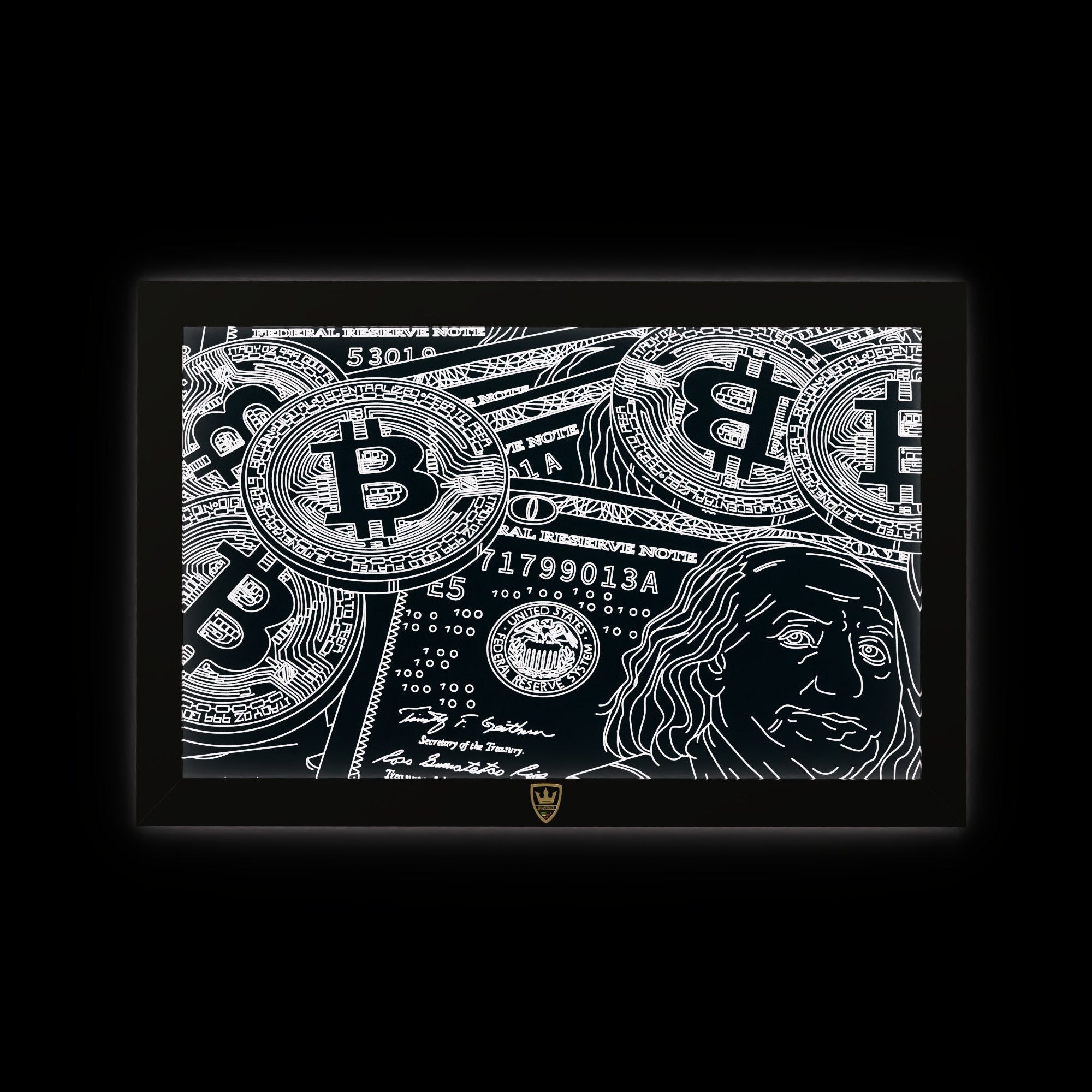 GIAVINCI: Bitcoin & Dollar Wandbild – Erwecke die Kraft der Finanzwelt zum Leben - GIAVINCI Premium Design-Lights