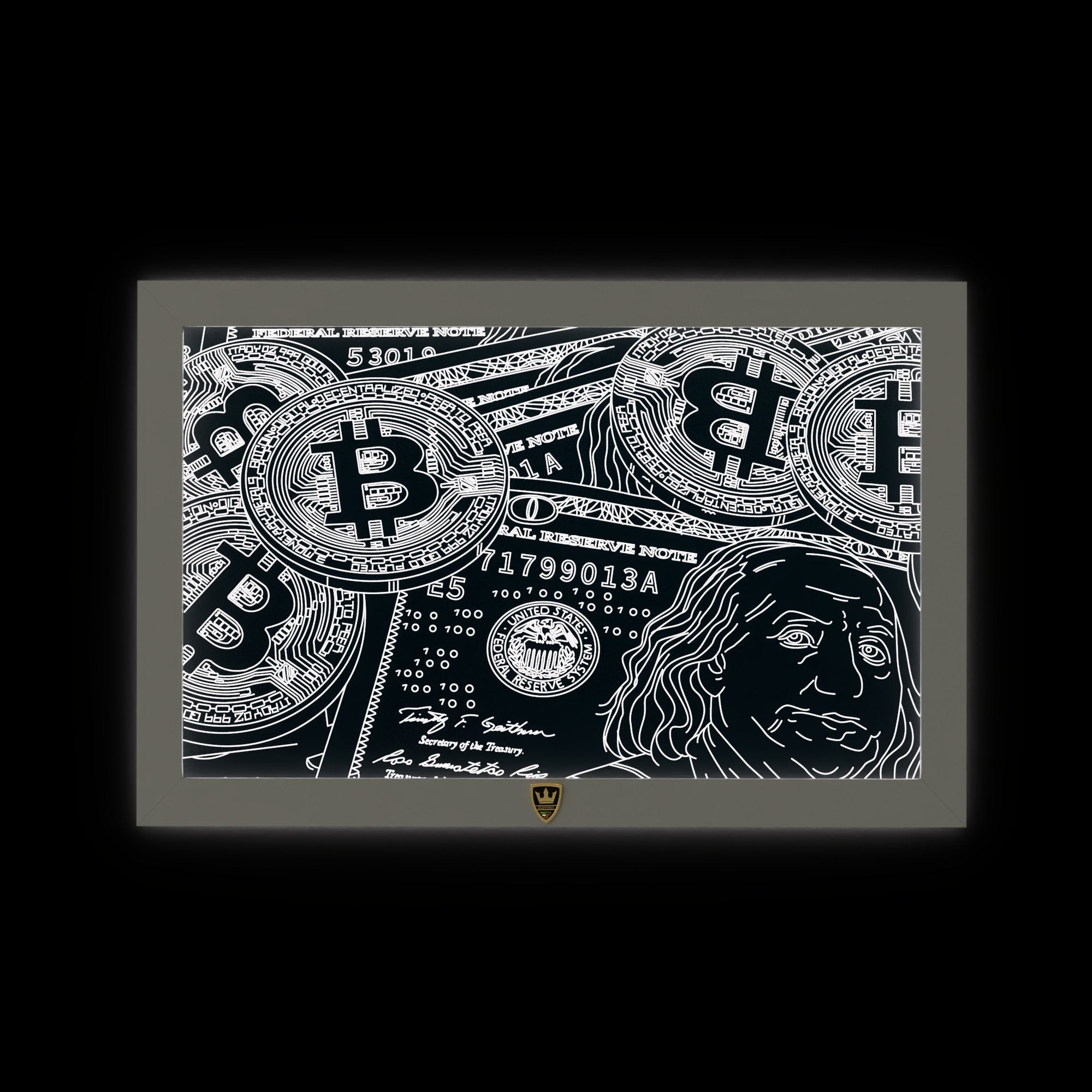 GIAVINCI: Bitcoin & Dollar Wandbild – Erwecke die Kraft der Finanzwelt zum Leben - GIAVINCI Premium Design-Lights